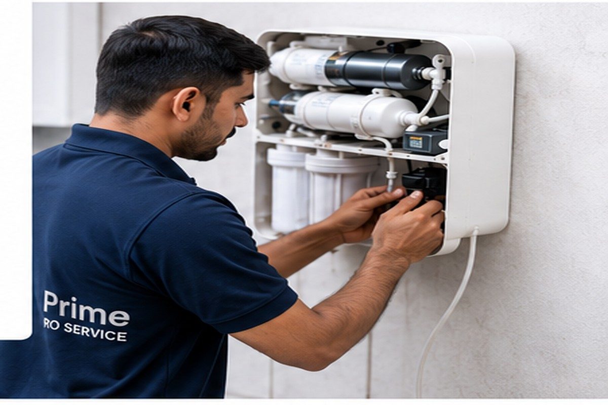 Prime RO Service technician servicing a water purifier